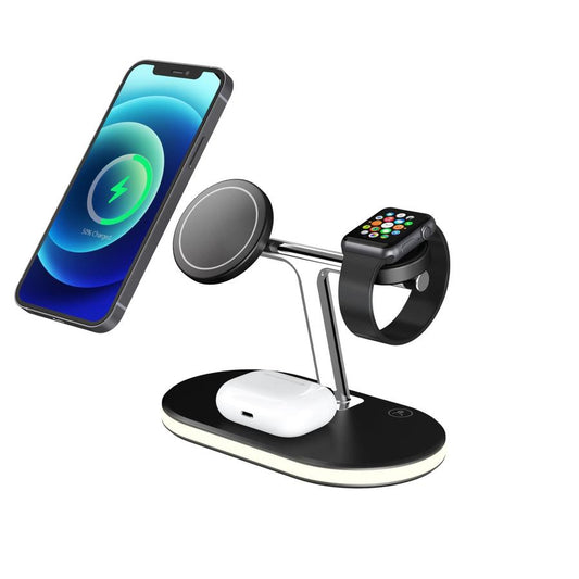 JMT-691850 Three-in-One Magnetic Wireless Fast Charging Bracket with Night Light – Compatible with Lithium Battery Devices