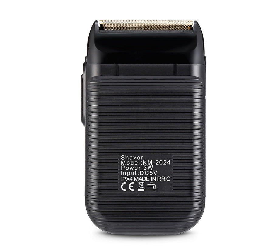 JMT-691914 Rechargeable Double Mesh Razor for Face, Hair, and Body - 45 Minutes Runtime, Washable Design, Black with Gold and Silver Accents