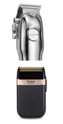 JMT-691914 Rechargeable Double Mesh Razor for Face, Hair, and Body - 45 Minutes Runtime, Washable Design, Black with Gold and Silver Accents