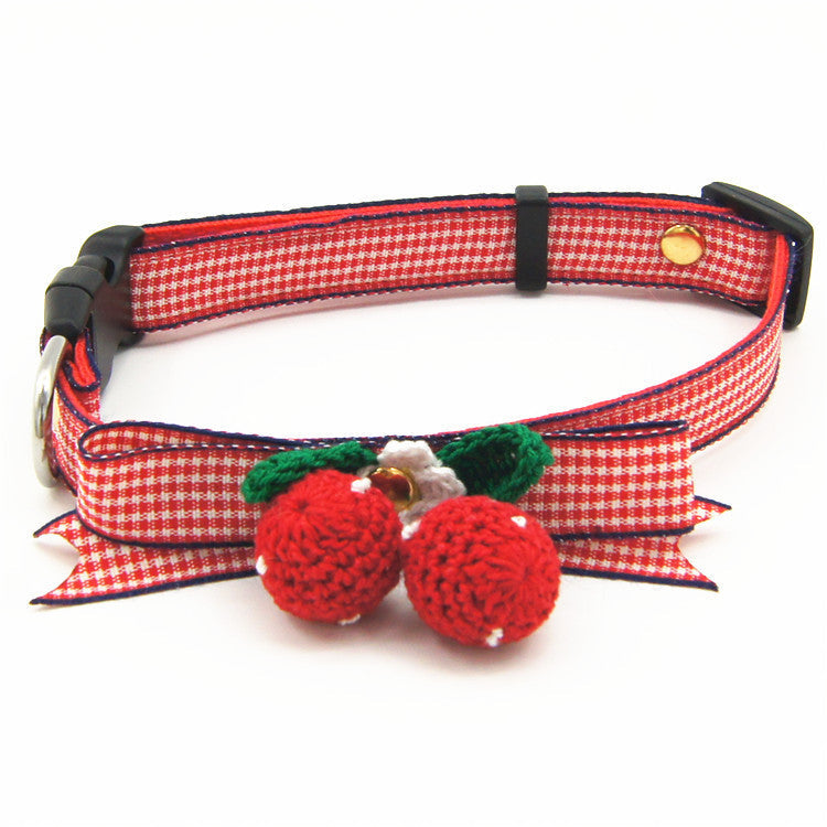 JMT-692490 Knit Strawberry Pet Traction Set for Cats and Dogs, Adjustable Size with Cute Pendant