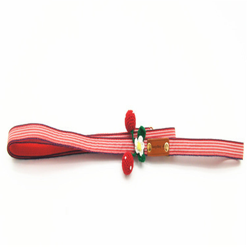 JMT-692490 Knit Strawberry Pet Traction Set for Cats and Dogs, Adjustable Size with Cute Pendant