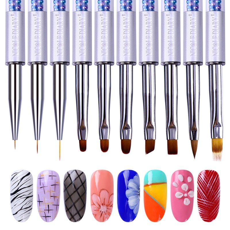 JMT-693130 10-Piece UV Nail Brush Tool Set with 12.6 cm Handles for Nail Art Application