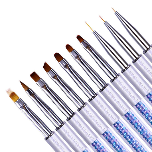 JMT-693130 10-Piece UV Nail Brush Tool Set with 12.6 cm Handles for Nail Art Application