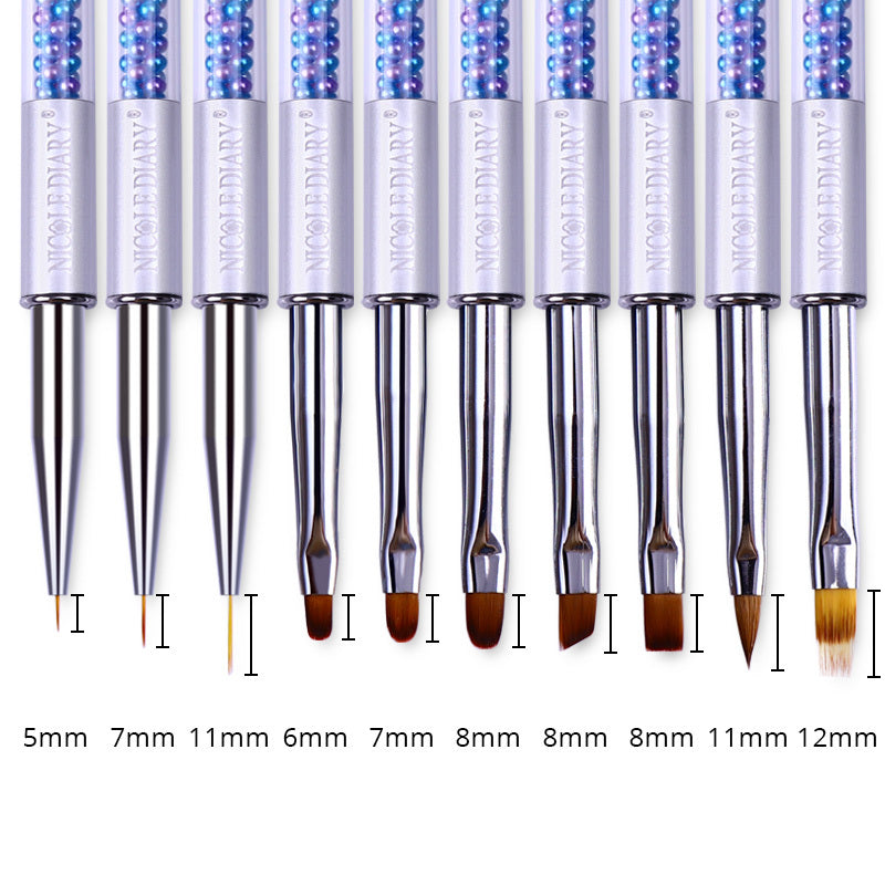 JMT-693130 10-Piece UV Nail Brush Tool Set with 12.6 cm Handles for Nail Art Application