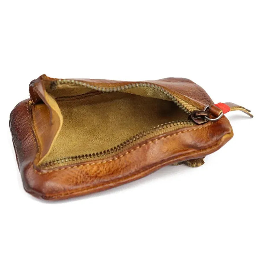JMT-693194 Retro Style Genuine Leather Card Wallet for Students - Zipper Closure, Multi-Colour Options