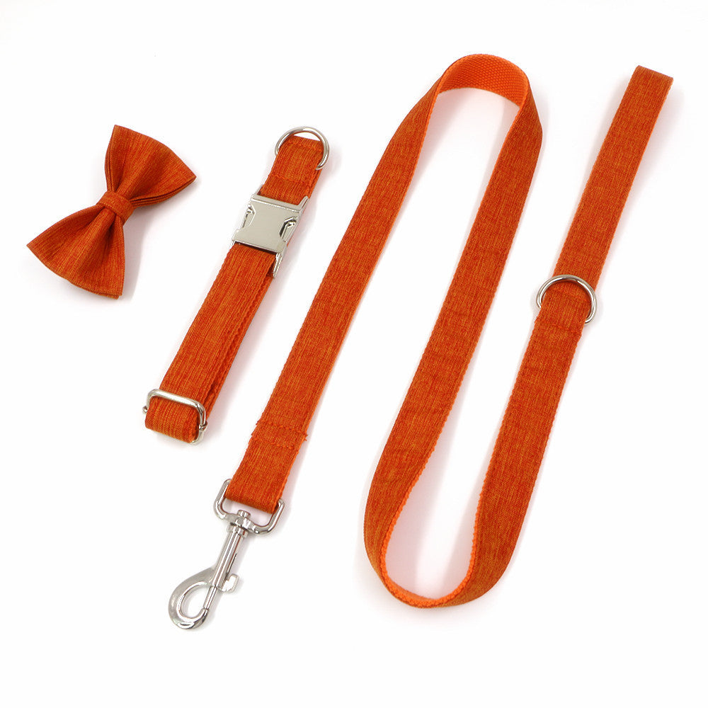 JMT-693322 Pet Supplies Orange Bow Collar and Leash Set for Dogs