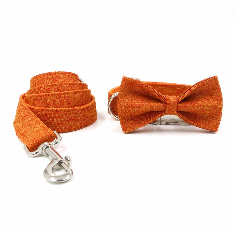 JMT-693322 Pet Supplies Orange Bow Collar and Leash Set for Dogs