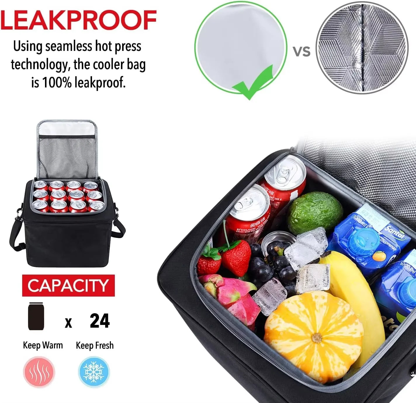 JMT-693450 Waterproof Trunk Organizer with Insulated Leakproof Cooler Bag and Adjustable Straps