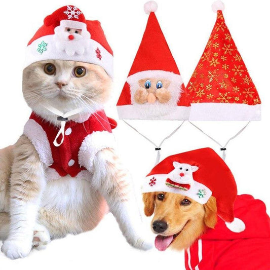 JMT-693642 Christmas Pet Hat for Dogs and Cats - Polyester, Solid Color, Available in Small, Medium, and Large Sizes