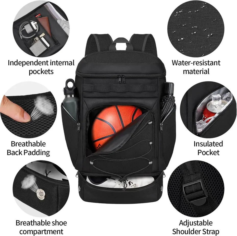 JMT-693642 Large Sports Gym Bag with Separate Ball Holder and Shoe Compartment for Soccer and Basketball