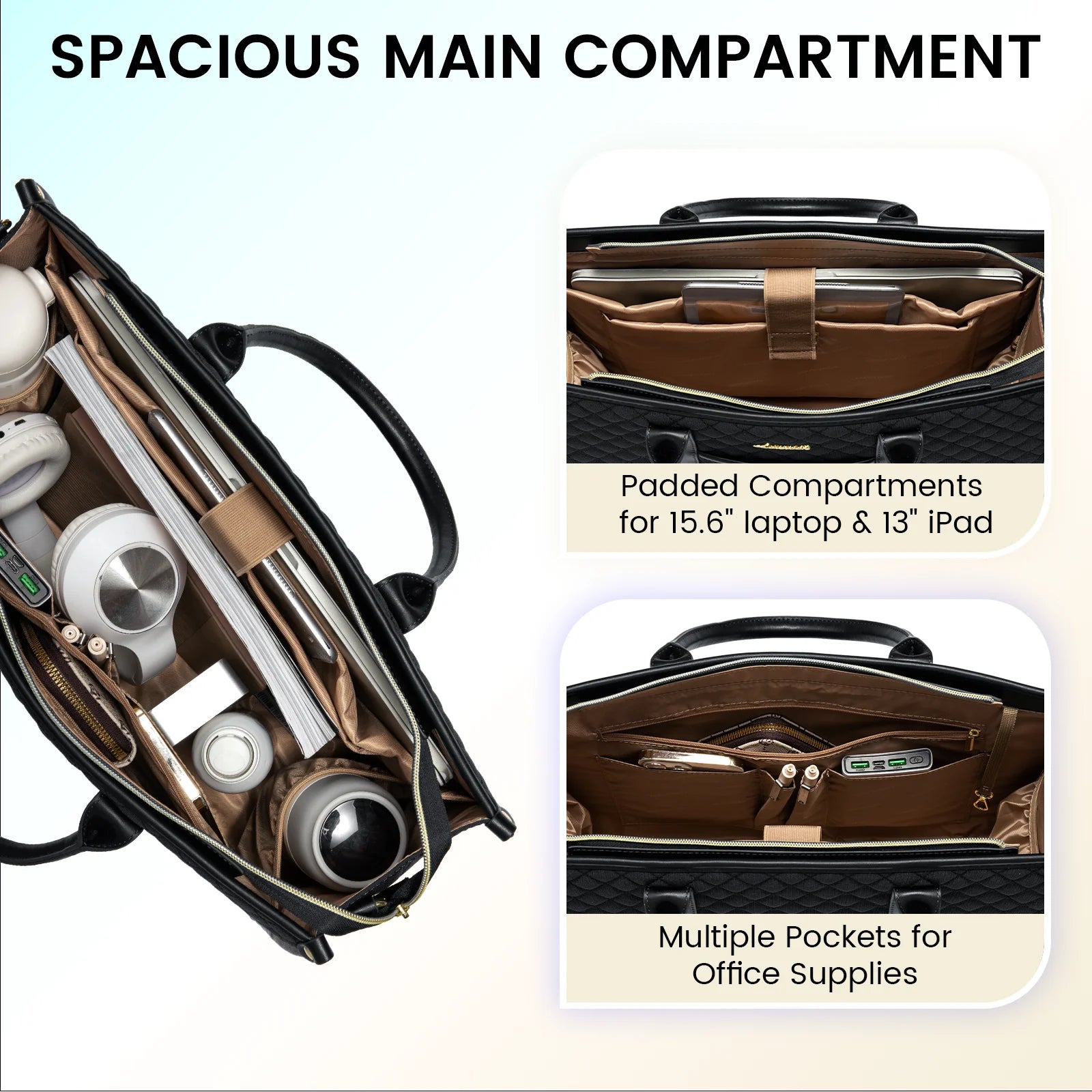 JMT-693642 Stylish Women's Laptop Tote Bag for 15.6-17 Inch Laptops - Versatile Large Capacity Handbag Suitable for Office and Business Use