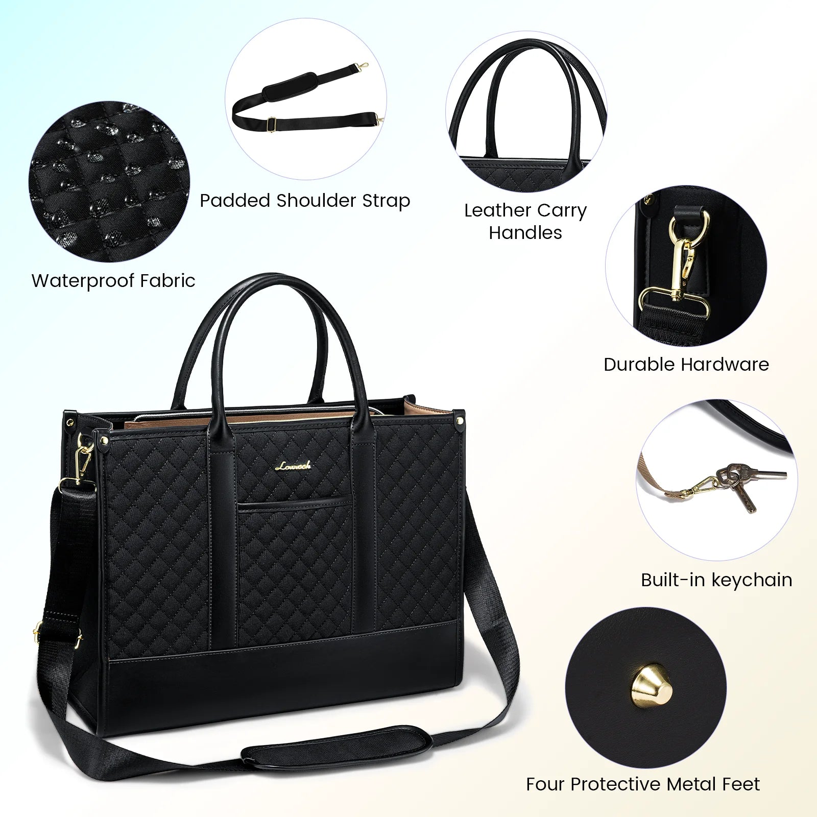 JMT-693642 Stylish Women's Laptop Tote Bag for 15.6-17 Inch Laptops - Versatile Large Capacity Handbag Suitable for Office and Business Use