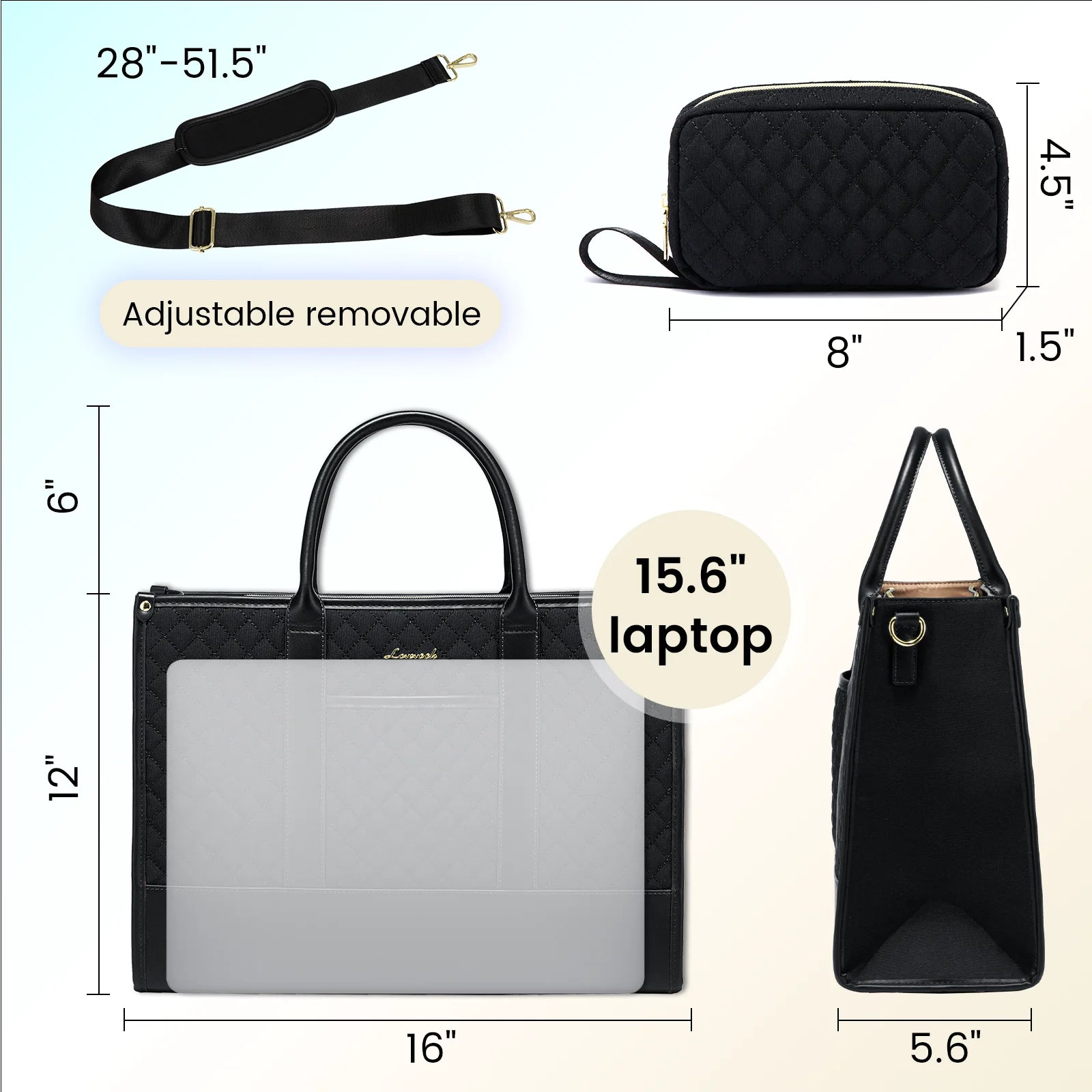 JMT-693642 Stylish Women's Laptop Tote Bag for 15.6-17 Inch Laptops - Versatile Large Capacity Handbag Suitable for Office and Business Use