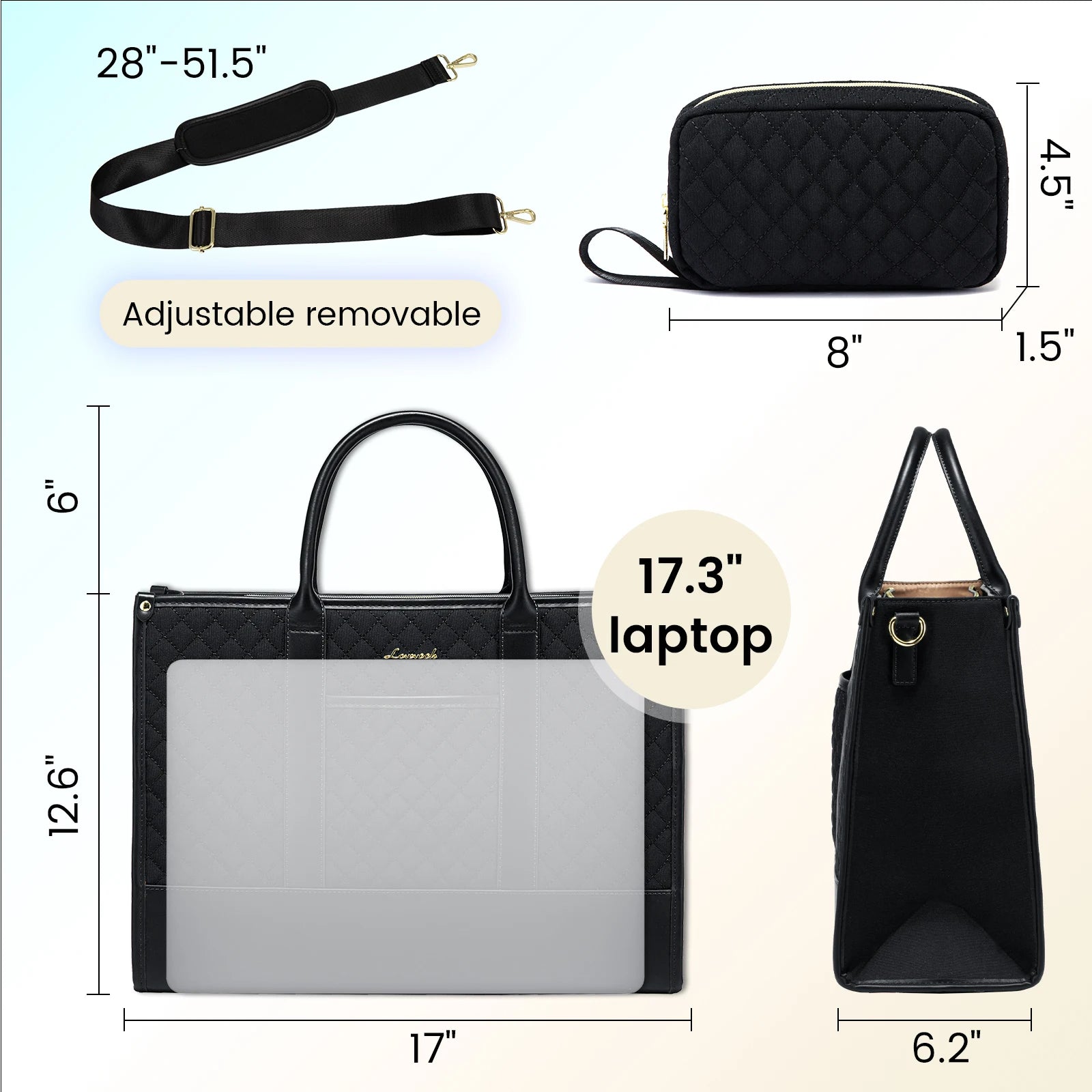 JMT-693642 Stylish Women's Laptop Tote Bag for 15.6-17 Inch Laptops - Versatile Large Capacity Handbag Suitable for Office and Business Use