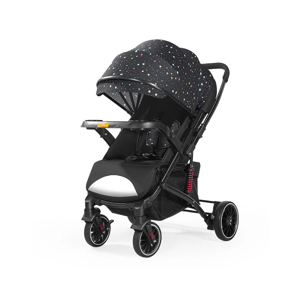 JMT-693834 Lightweight Foldable Baby Stroller with Dinner Plate Tray – Comfortable Luxury Pram for Infants
