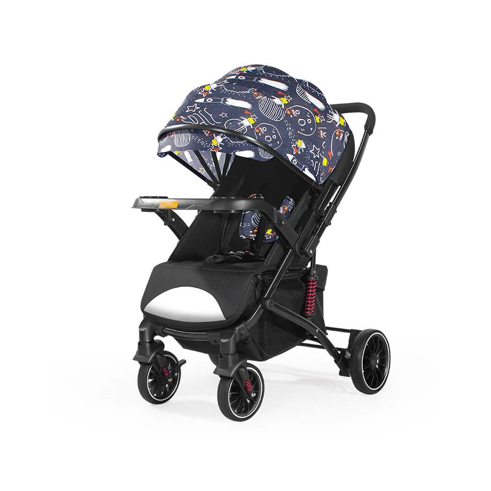 JMT-693834 Lightweight Foldable Baby Stroller with Dinner Plate Tray – Comfortable Luxury Pram for Infants