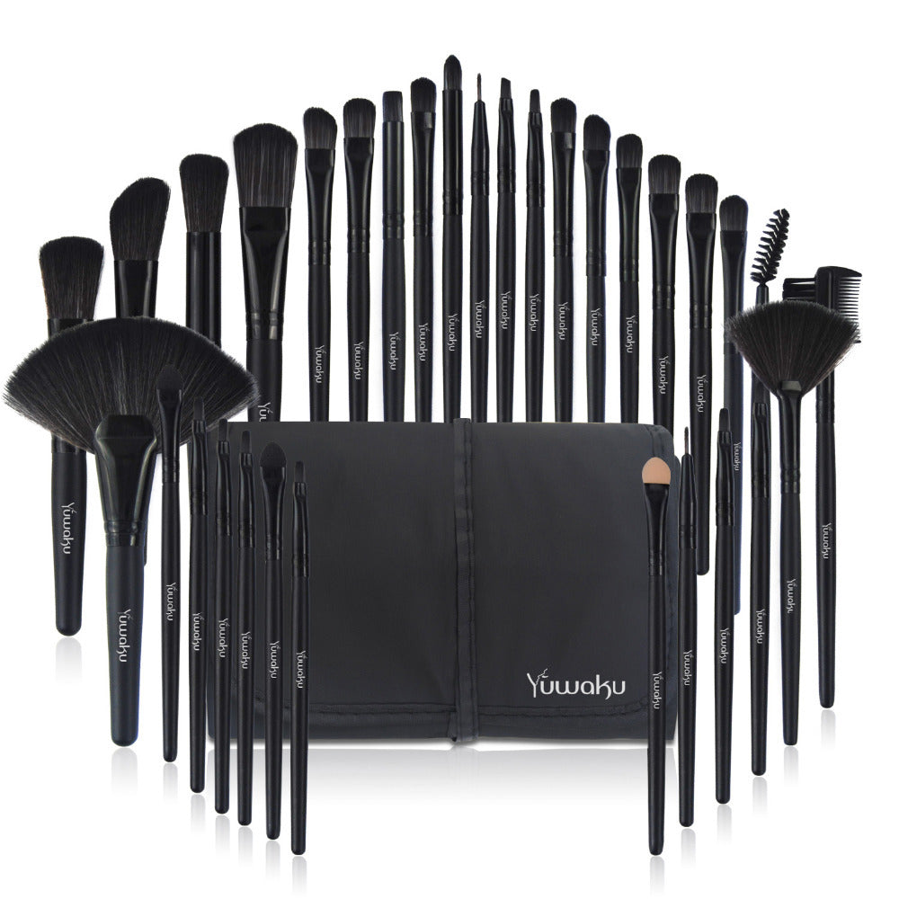 JMT-693962 32-Piece Professional Makeup Brush Set with Portable Wooden Handle and Soft Artificial Fiber Bristles