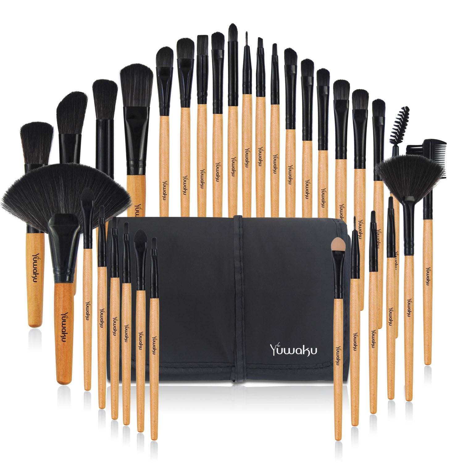 JMT-693962 32-Piece Professional Makeup Brush Set with Portable Wooden Handle and Soft Artificial Fiber Bristles