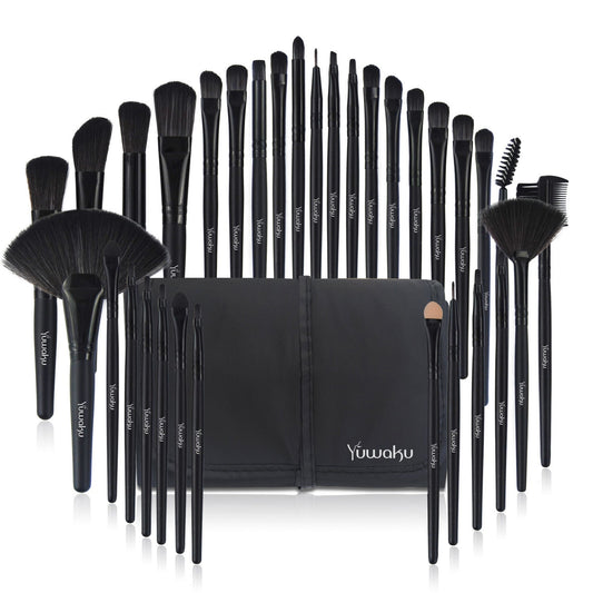JMT-693962 32-Piece Professional Makeup Brush Set with Portable Wooden Handle and Soft Artificial Fiber Bristles