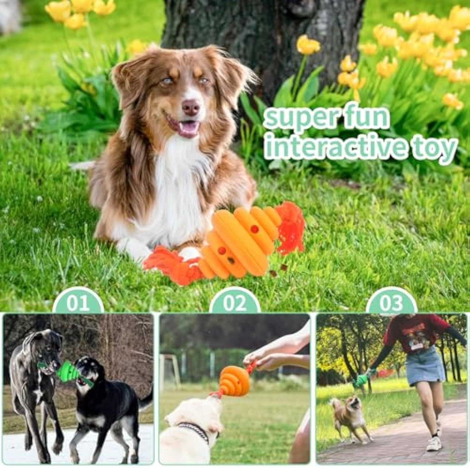 JMT-693962 Dog Ball and Rope Toy for Large Dogs, Durable Silicone Chew Toy with Interactive Food Dispenser, Safe and Hygienic Design for Play and Training