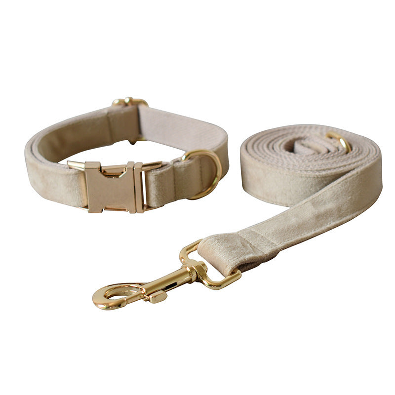 JMT-694154 Nude Velvet Dog Collar with Bow Detail - Casual All-Season Accessory