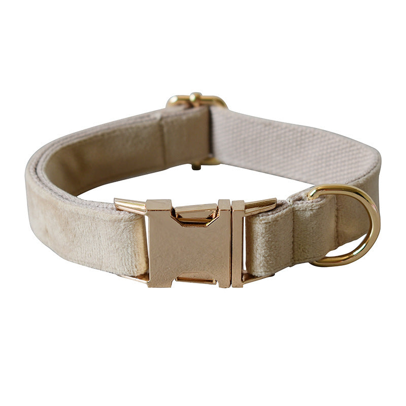 JMT-694154 Nude Velvet Dog Collar with Bow Detail - Casual All-Season Accessory