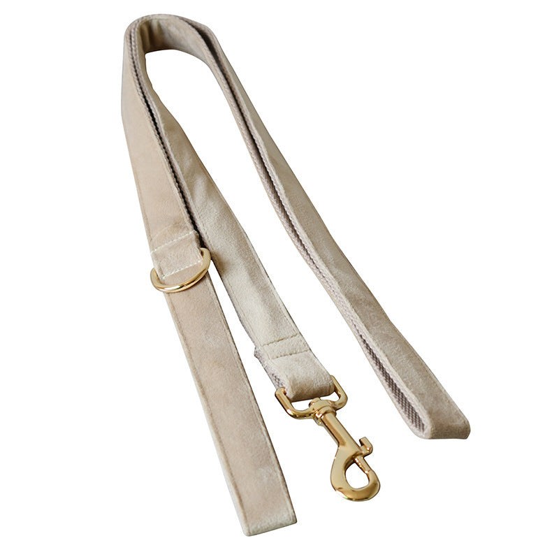 JMT-694154 Nude Velvet Dog Collar with Bow Detail - Casual All-Season Accessory