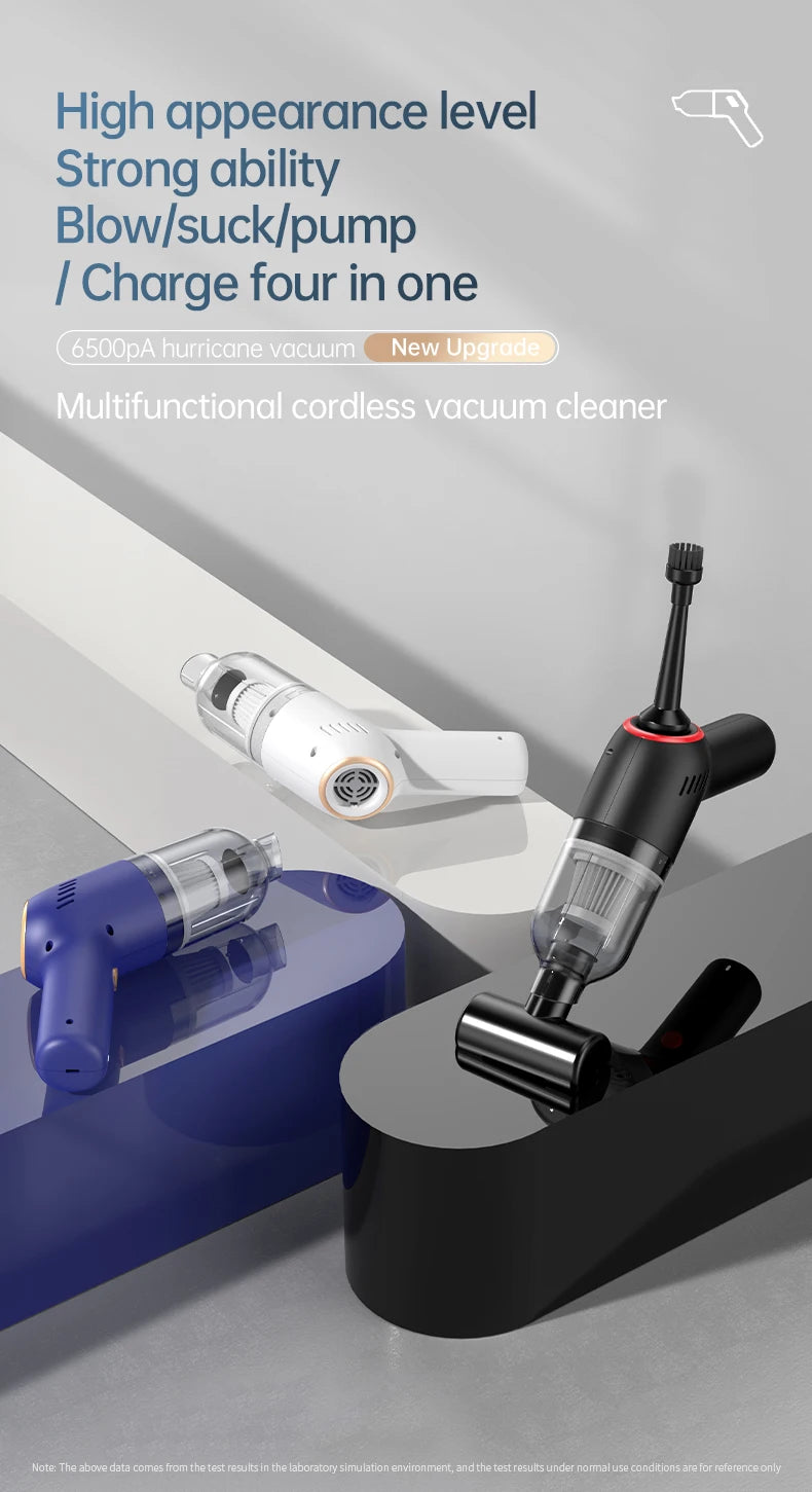 JMT-694282 Cordless Handheld Car Vacuum with Blower, Suction, and Air Pump Functions