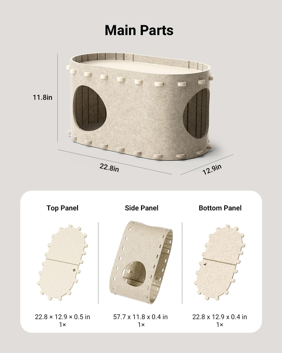 JMT-694282 Cozy Foldable Cat Cave with Scratch-Resistant Tunnel and Peekaboo Access for Indoor Cats