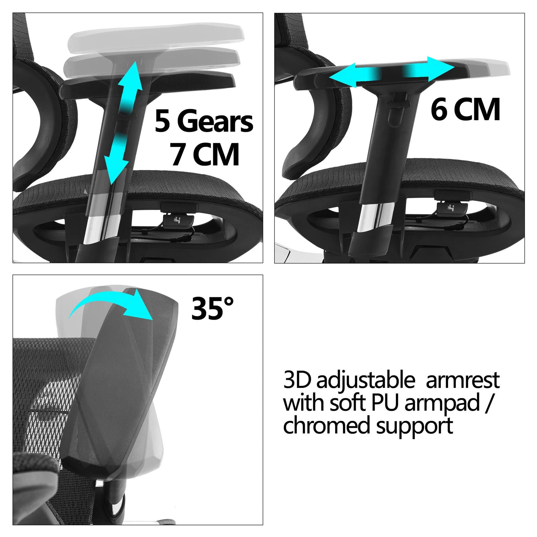 JMT-694410 Ergonomic Full Mesh High Back Office Chair with Adjustable Features and Swivel Base