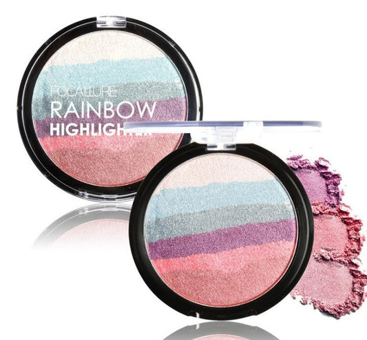 JMT-694410 Rainbow Highlighter Palette with 6 Shimmer Shades for Versatile Makeup Looks