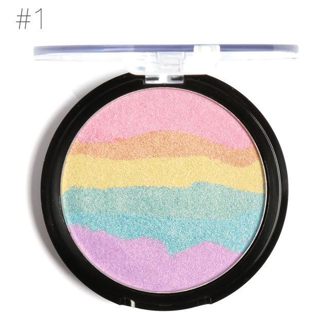 JMT-694410 Rainbow Highlighter Palette with 6 Shimmer Shades for Versatile Makeup Looks