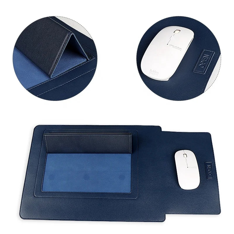 JMT-694794 Slim Waterproof PU Leather Laptop Sleeve with Stand and Mouse Pad