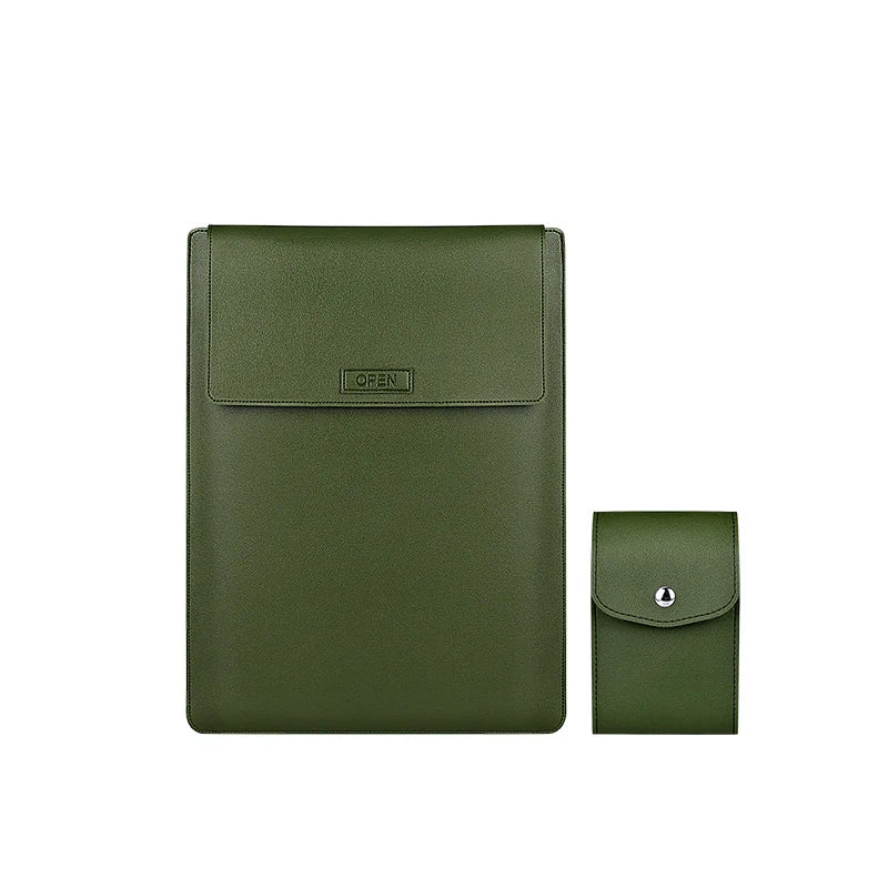 JMT-694794 Slim Waterproof PU Leather Laptop Sleeve with Stand and Mouse Pad