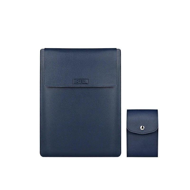 JMT-694794 Slim Waterproof PU Leather Laptop Sleeve with Stand and Mouse Pad