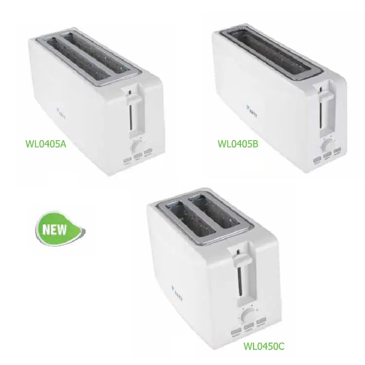 JMT-694922 Compact 750W White 2-Slice Plastic Bread Toaster for Efficient Toasting