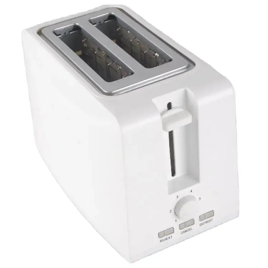 JMT-694922 Compact 750W White 2-Slice Plastic Bread Toaster for Efficient Toasting