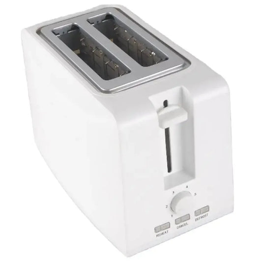 JMT-694922 Compact 750W White 2-Slice Plastic Bread Toaster for Efficient Toasting