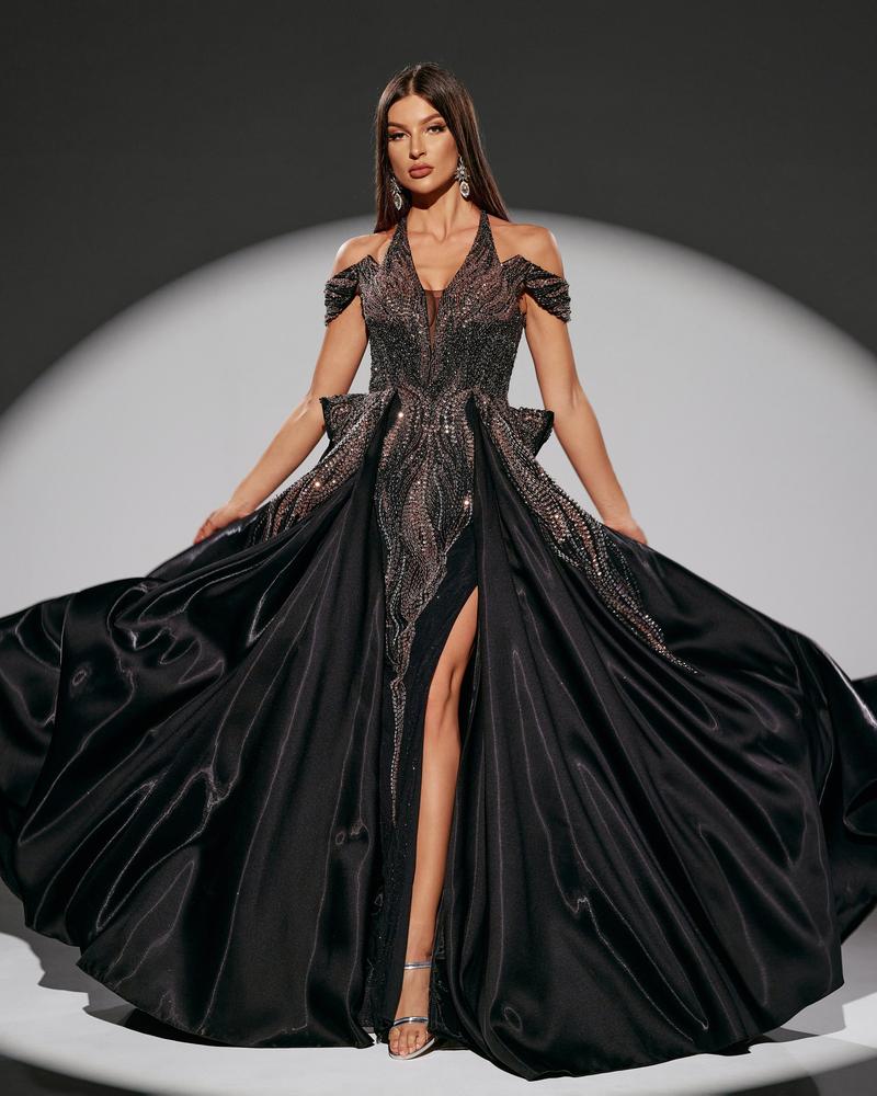 JMT-695050 Elegant Black Evening Dress - Model SH0218 for Women's Formal Wear