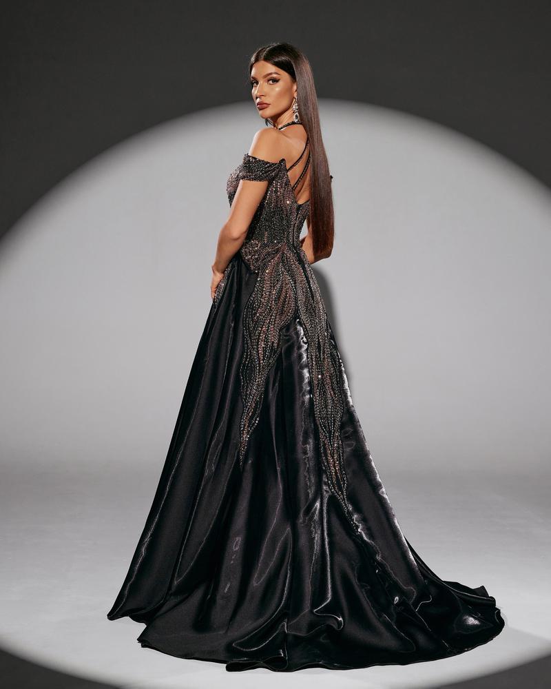 JMT-695050 Elegant Black Evening Dress - Model SH0218 for Women's Formal Wear