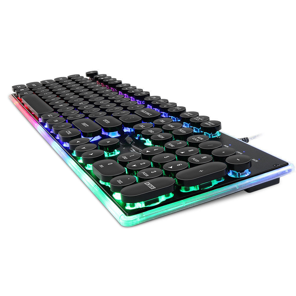 JMT-695306 Luminous Backlit Mechanical Gaming Keyboard with 104 Keys - USB Wired Connection