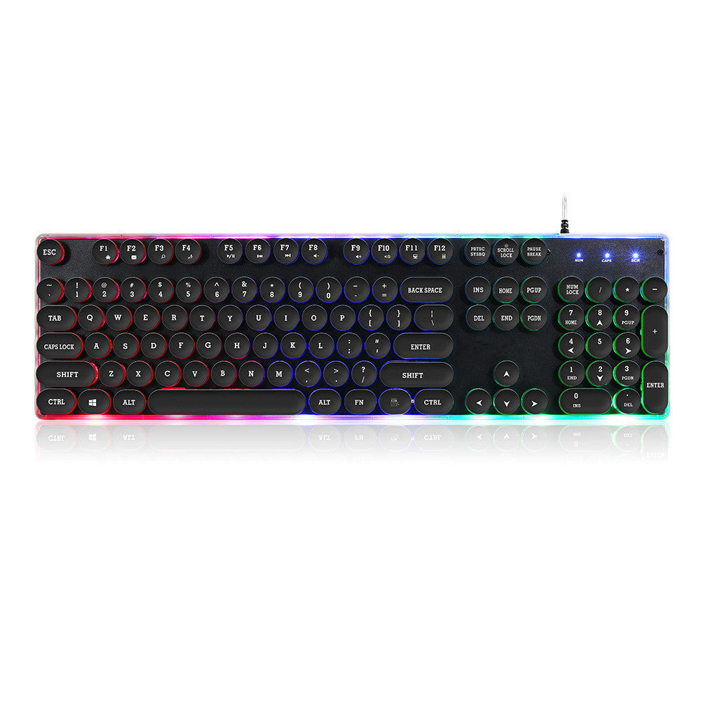 JMT-695306 Luminous Backlit Mechanical Gaming Keyboard with 104 Keys - USB Wired Connection