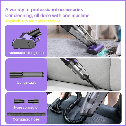 JMT-695434 Cordless Rechargeable Handheld Vacuum with Motorized Brush and Reusable Filter for Pet Hair, Cars, and Home Cleaning