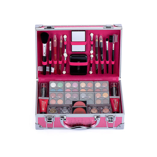 JMT-695562 Colorful Eyeshadow and Lipstick Cosmetics Set with Blush, Gloss, and Tools
