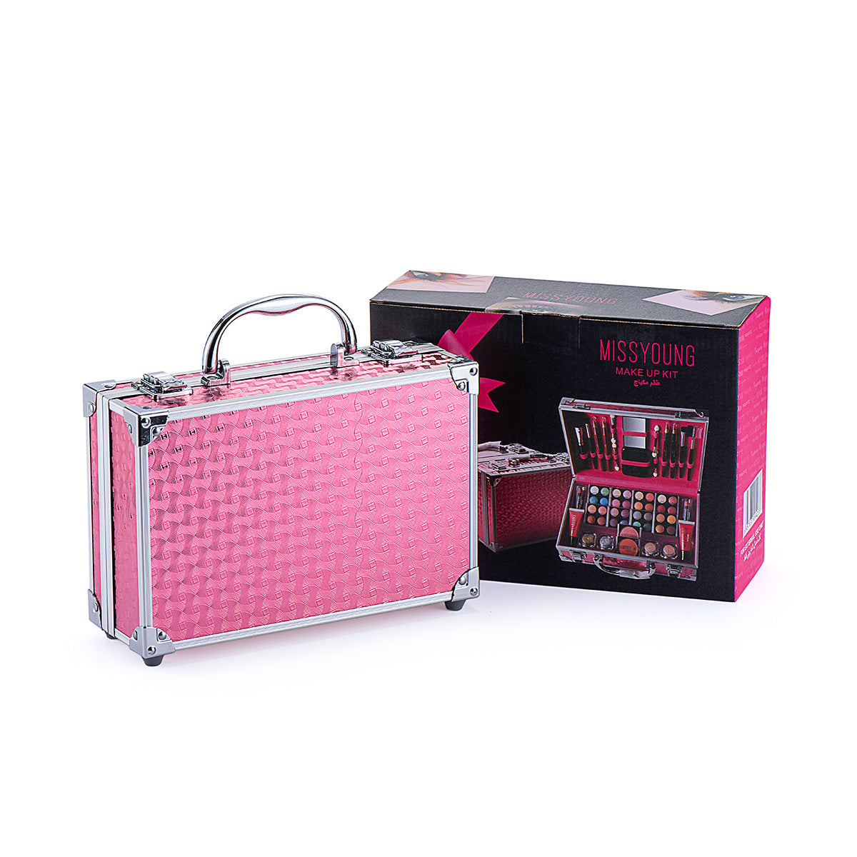 JMT-695562 Colorful Eyeshadow and Lipstick Cosmetics Set with Blush, Gloss, and Tools