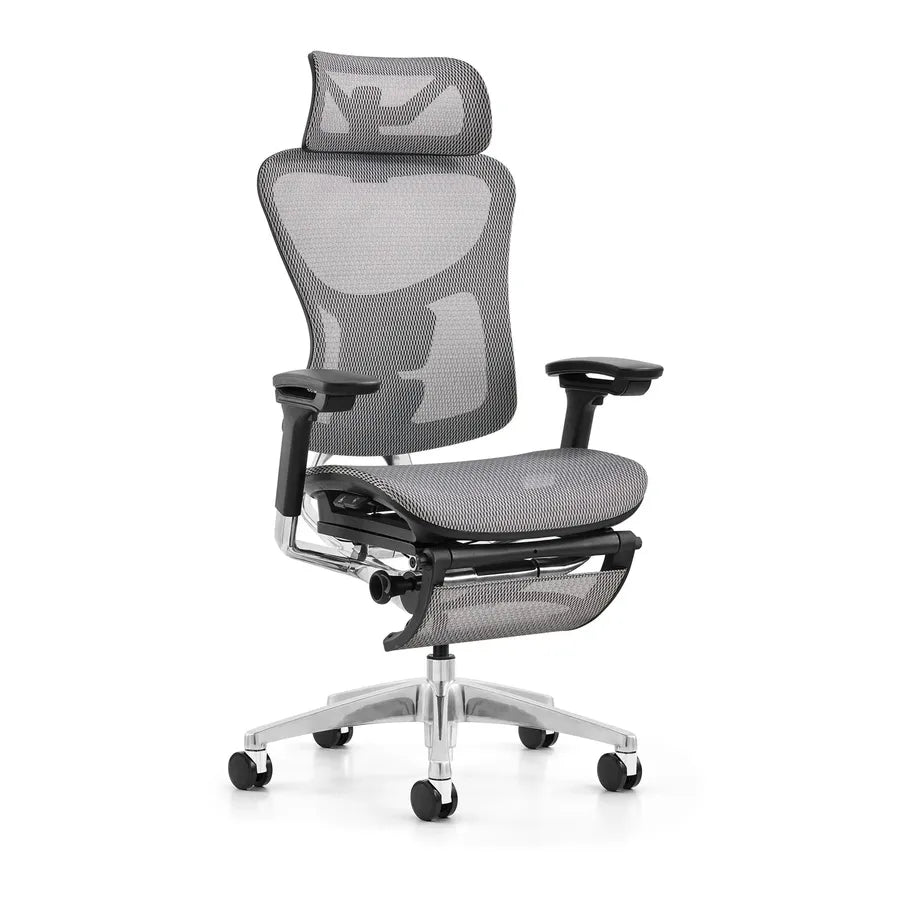 JMT-695562 Ergonomic High Back Grey Mesh Swivel Chair with Footrest for Home Office and Executive Use