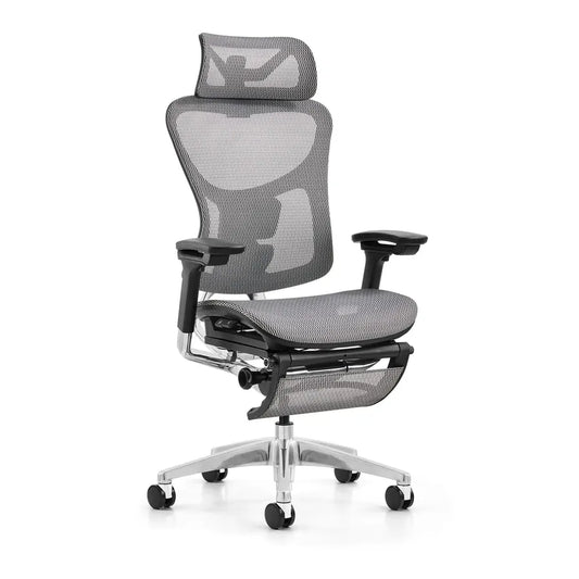 JMT-695562 Ergonomic High Back Grey Mesh Swivel Chair with Footrest for Home Office and Executive Use