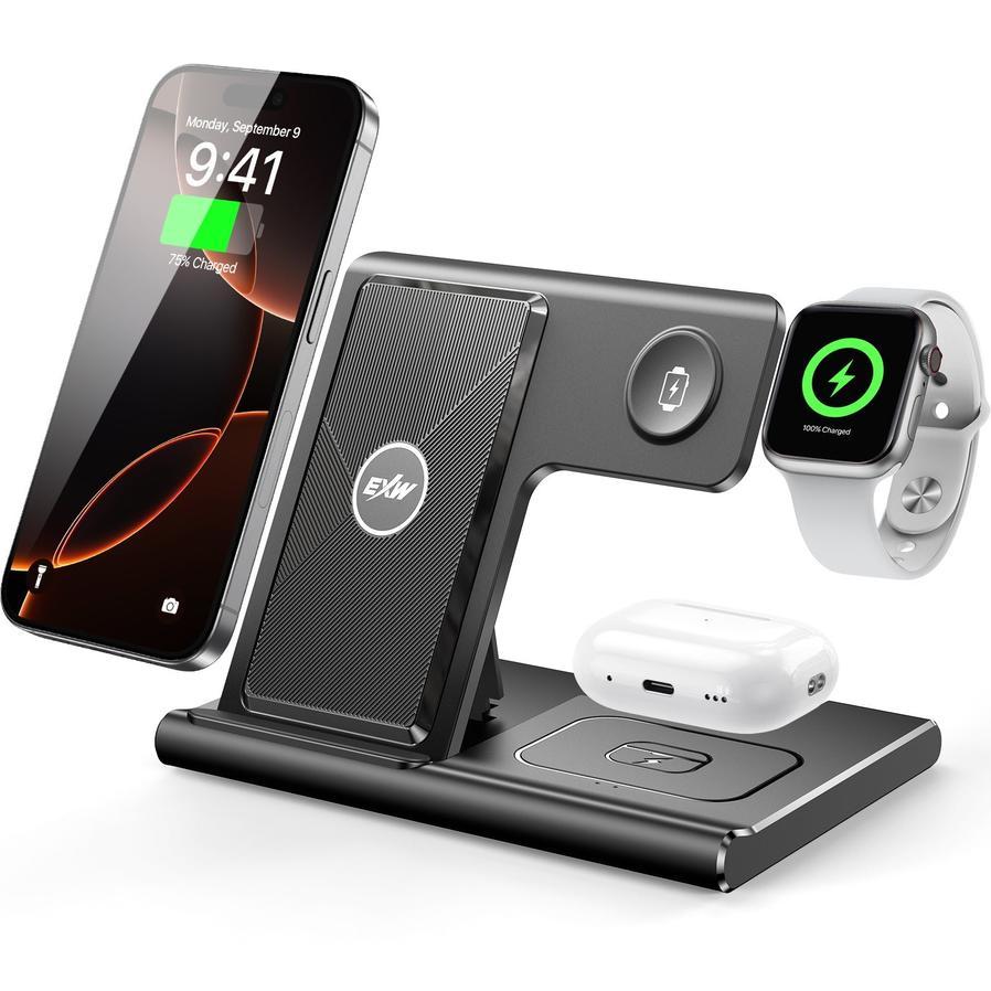 JMT-695818 3-in-1 Wireless Charging Station for Multiple Devices - Fast Charging Stand with Foldable Design