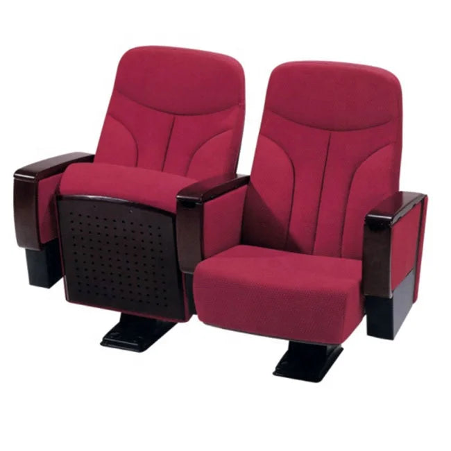 JMT-695882 Theater Auditorium Chair with Fabric Cover, PU Foam Seating and Wooden Armrests