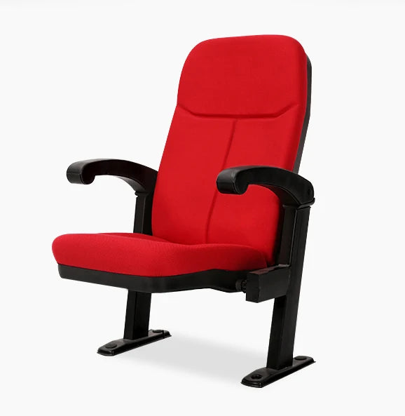 JMT-695882 Theater Auditorium Chair with Fabric Cover, PU Foam Seating and Wooden Armrests